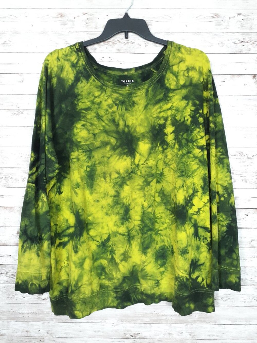 Torrid Active Womens Sweatshirt 3X Long Sleeve Tie Dye Green 875A